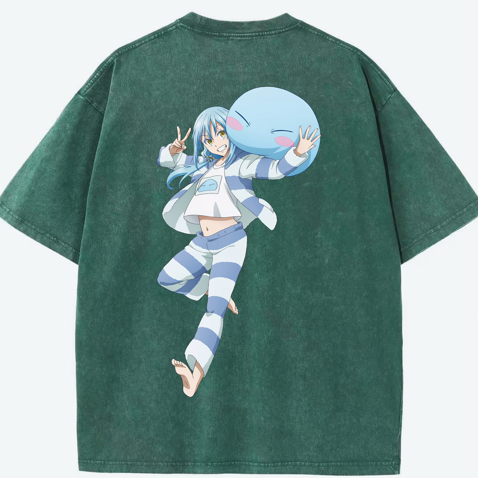 （画像用） 転スラ Regarding Reincarnated to Slime 綿100% ヴィンテージ風 半袖Tシャツ（背面プリント）